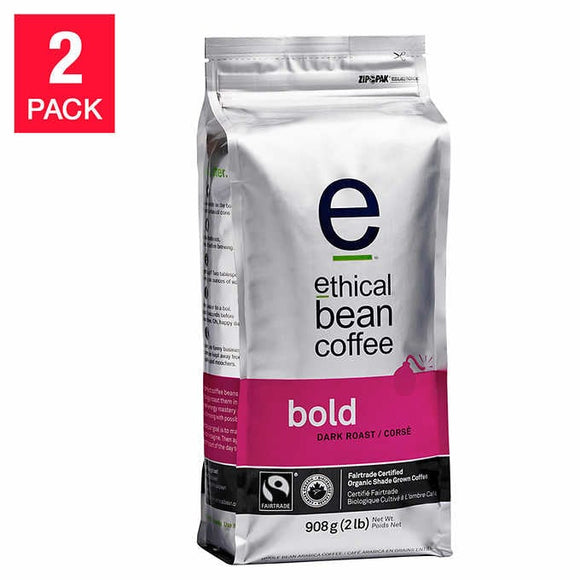 Ethical Bean Coffee Bold Dark Roast Whole Bean Coffee, 2-pack