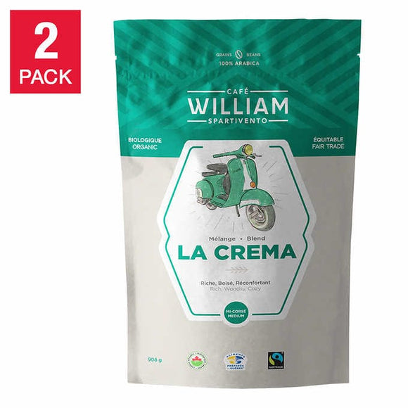 William Spartivento Naturally Decaffeinated Medium Roast Fair Trade and Organic Whole Bean Coffee, 2-pack