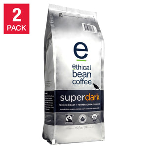 Ethical Bean Coffee Super Dark French Roast Whole Bean Coffee, 2-pack