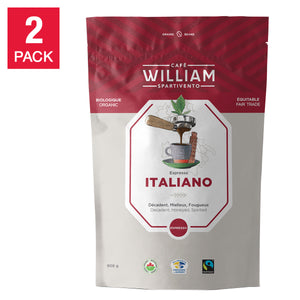 William Spartivento Espresso Italiano Fair Trade and Organic Coffee, 2-pack