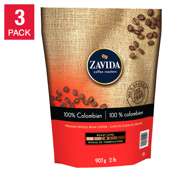 Zavida® - 100% Colombian Whole Bean Coffee 3 x 907 g Bags